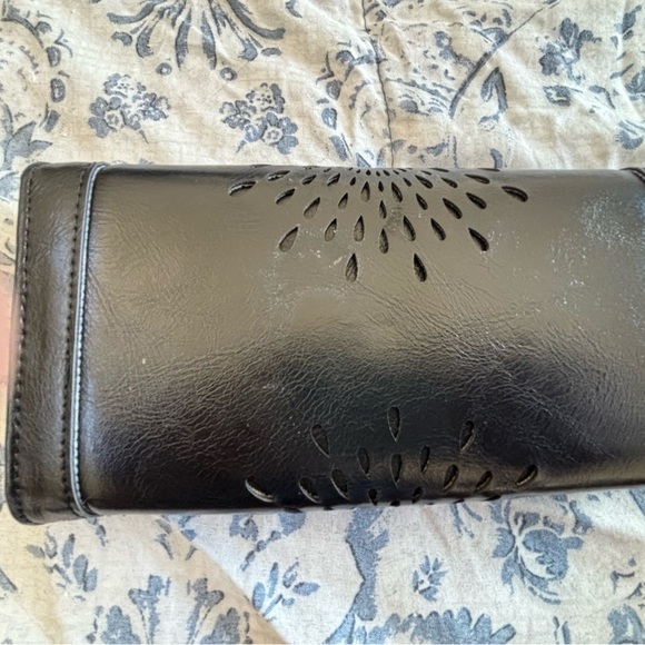Black Leather Wallet with Starburst Design - Picture 2 of 4